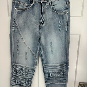 Men's Distressed Blue Jeans
